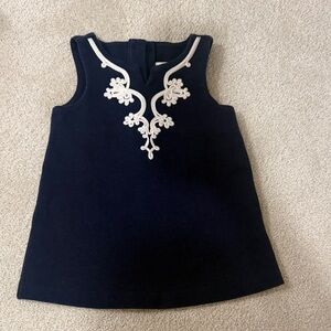 Janie and Jack Navy Shift Dress with White Embroidered Appliqué 3 - 6 month